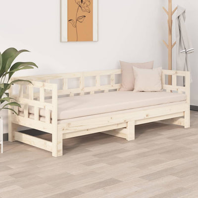 vidaXL Pull-out Day Bed White Solid Wood Pine 2x(92x187) cm Single Size