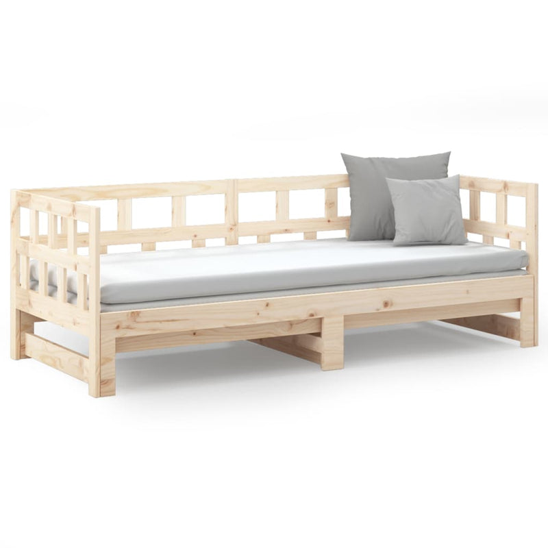 vidaXL Pull-out Day Bed White Solid Wood Pine 2x(92x187) cm Single Size