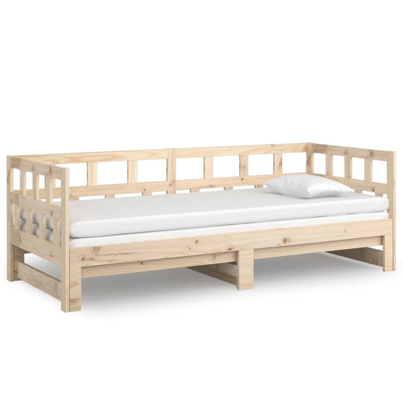 vidaXL Pull-out Day Bed White Solid Wood Pine 2x(92x187) cm Single Size