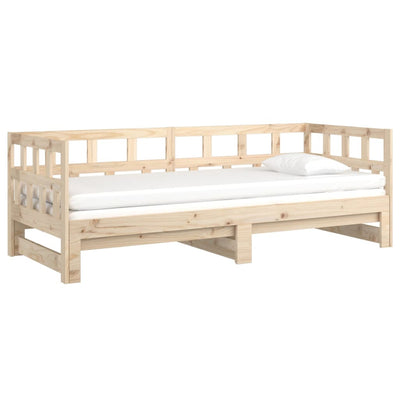 vidaXL Pull-out Day Bed White Solid Wood Pine 2x(92x187) cm Single Size