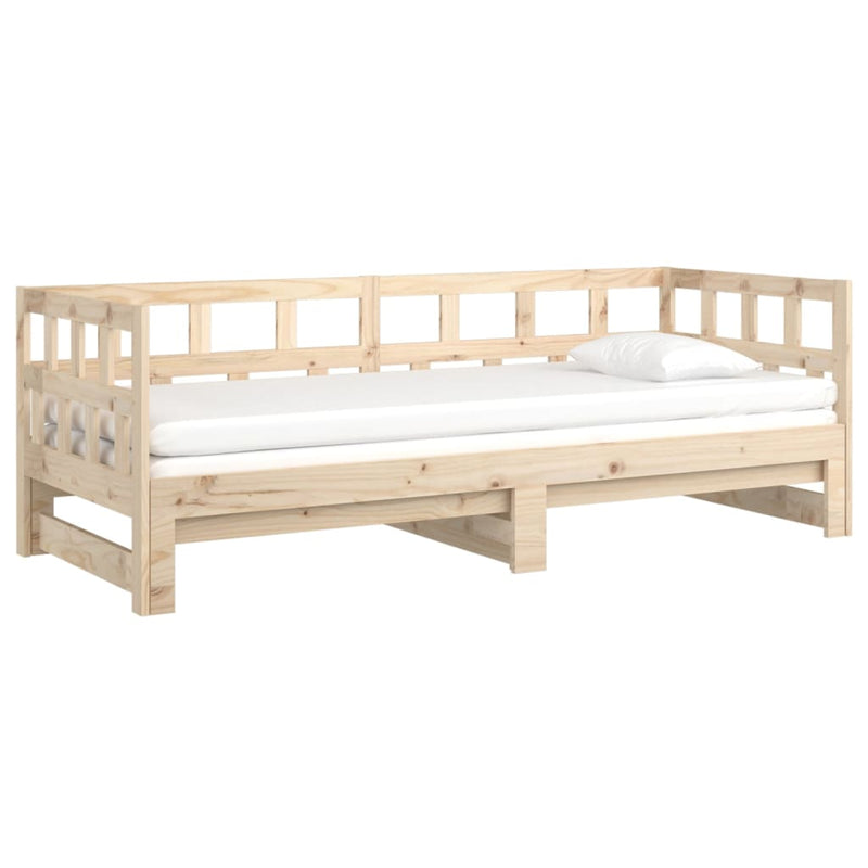 vidaXL Pull-out Day Bed White Solid Wood Pine 2x(92x187) cm Single Size