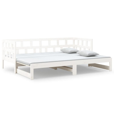 vidaXL Pull-out Day Bed White Solid Wood Pine 2x(92x187) cm Single Size