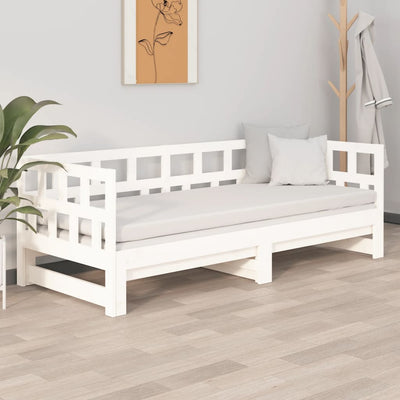 vidaXL Pull-out Day Bed White Solid Wood Pine 2x(92x187) cm Single Size