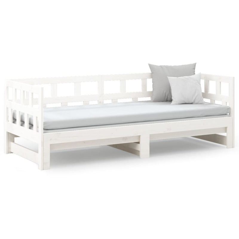 vidaXL Pull-out Day Bed White Solid Wood Pine 2x(92x187) cm Single Size