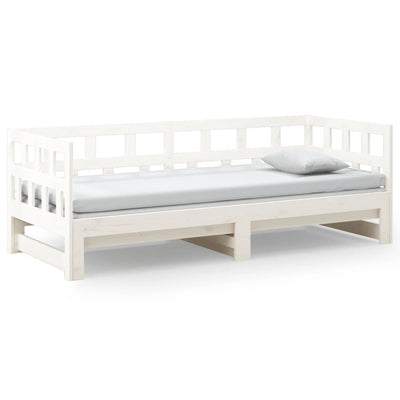 vidaXL Pull-out Day Bed White Solid Wood Pine 2x(92x187) cm Single Size