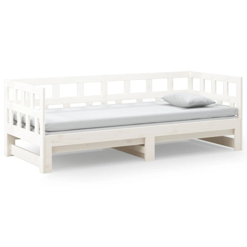 vidaXL Pull-out Day Bed White Solid Wood Pine 2x(92x187) cm Single Size
