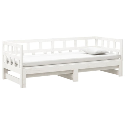vidaXL Pull-out Day Bed White Solid Wood Pine 2x(92x187) cm Single Size