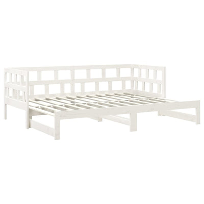 vidaXL Pull-out Day Bed White Solid Wood Pine 2x(92x187) cm Single Size