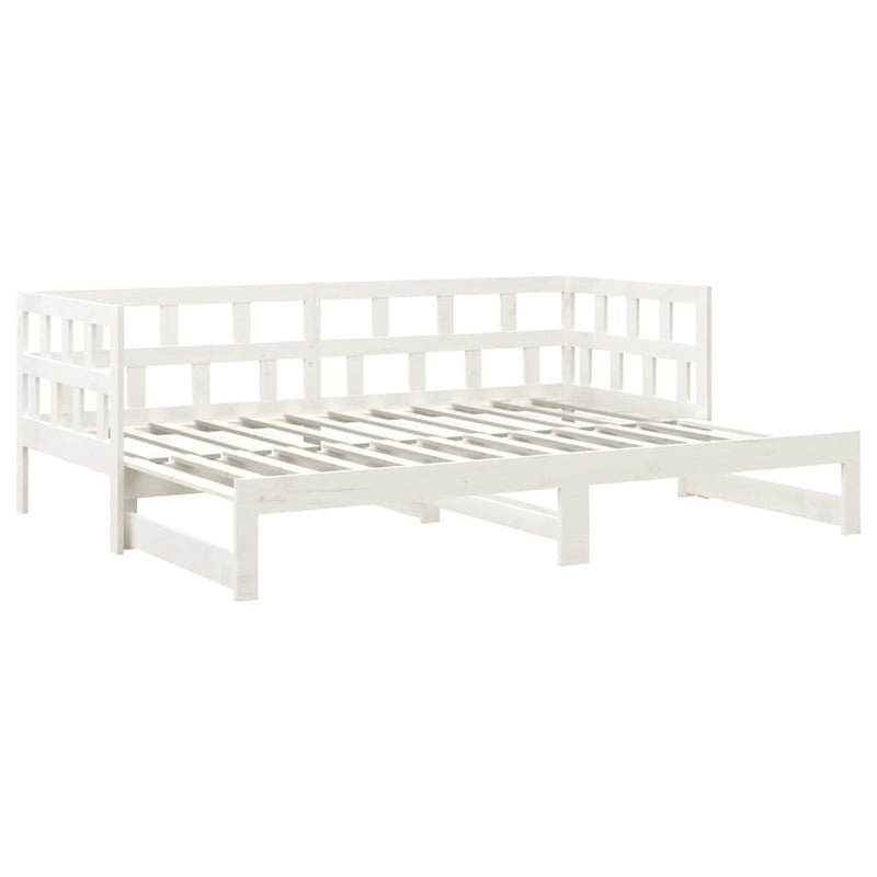 vidaXL Pull-out Day Bed White Solid Wood Pine 2x(92x187) cm Single Size