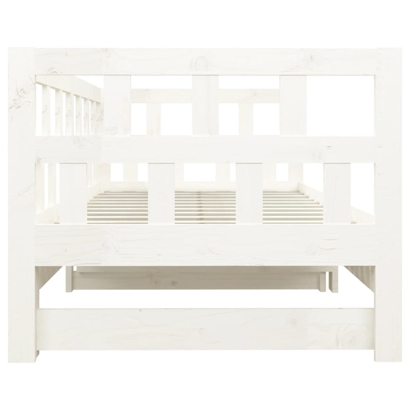 vidaXL Pull-out Day Bed White Solid Wood Pine 2x(92x187) cm Single Size