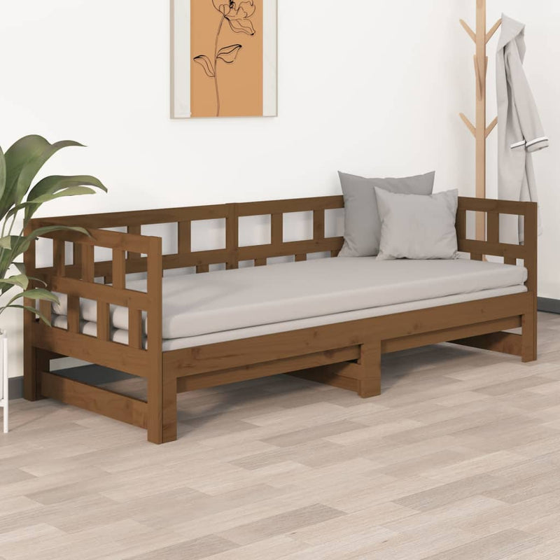 vidaXL Pull-out Day Bed White Solid Wood Pine 2x(92x187) cm Single Size