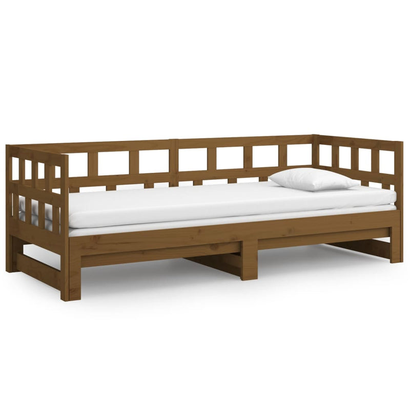 vidaXL Pull-out Day Bed White Solid Wood Pine 2x(92x187) cm Single Size