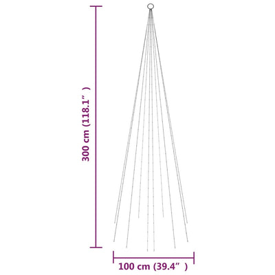 vidaXL Christmas Tree on Flagpole Cold white 310 LEDs 300 cm