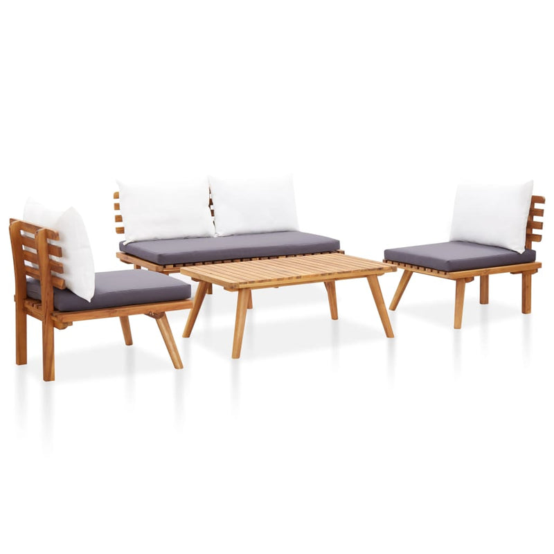 vidaXL 4 Piece Garden Lounge Set with Cushions Solid Wood Acacia