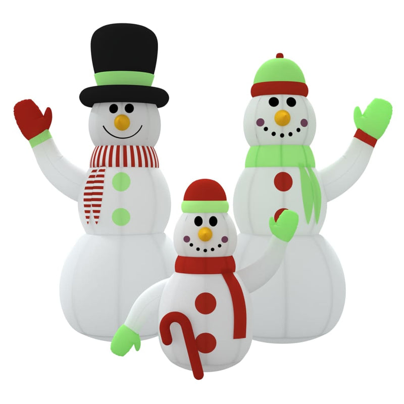 vidaXL Inflatable Snowman Family with LEDs 360 cm