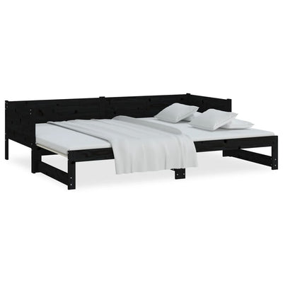 vidaXL Pull-out Day Bed without Mattress Black 2x(90x190) cm