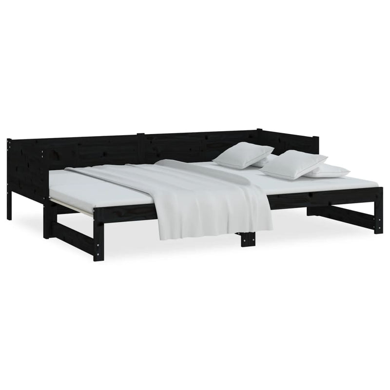 vidaXL Pull-out Day Bed without Mattress Black 2x(90x190) cm
