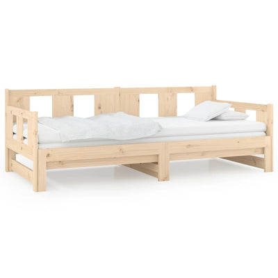 vidaXL Pull-out Day Bed without Mattress Black Solid Wood Pine 2x(90x190) cm