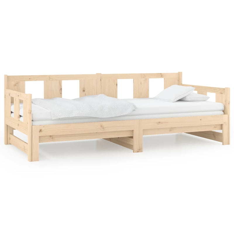 vidaXL Pull-out Day Bed without Mattress Black Solid Wood Pine 2x(90x190) cm