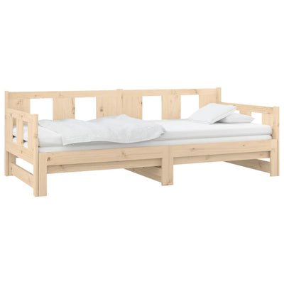 vidaXL Pull-out Day Bed without Mattress Black Solid Wood Pine 2x(90x190) cm