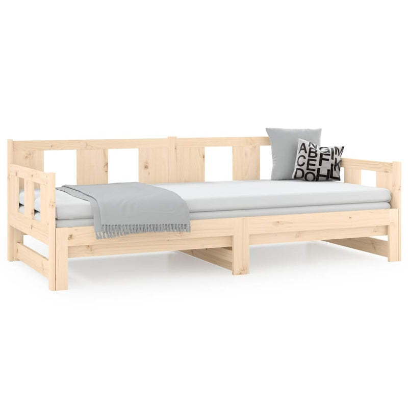 vidaXL Pull-out Day Bed without Mattress Black Solid Wood Pine 2x(90x190) cm
