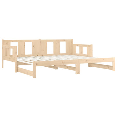 vidaXL Pull-out Day Bed without Mattress Black Solid Wood Pine 2x(90x190) cm