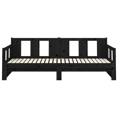 vidaXL Pull-out Day Bed without Mattress Black Solid Wood Pine 2x(90x190) cm