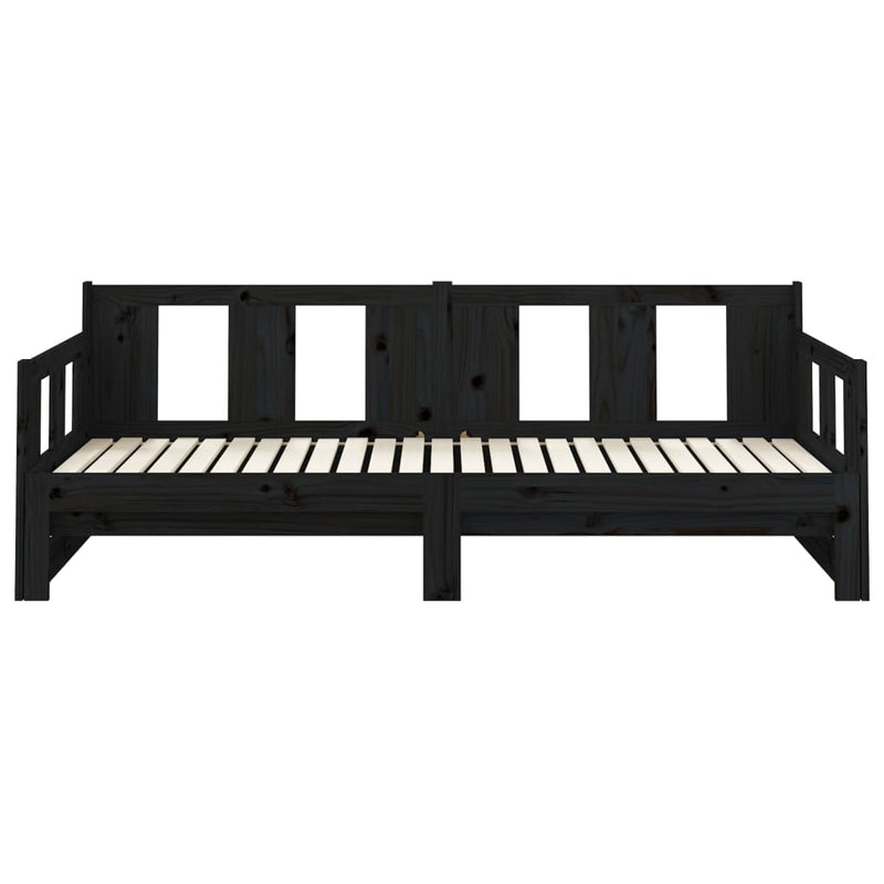 vidaXL Pull-out Day Bed without Mattress Black Solid Wood Pine 2x(90x190) cm