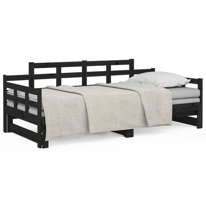 vidaXL Pull-out Day Bed without Mattress Black 2x(90x190) cm