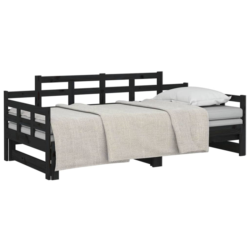 vidaXL Pull-out Day Bed without Mattress Black 2x(90x190) cm