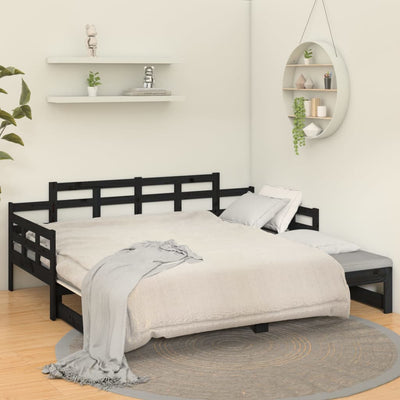 vidaXL Pull-out Day Bed without Mattress Black 2x(90x190) cm