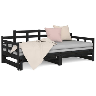 vidaXL Pull-out Day Bed without Mattress Black 2x(90x190) cm
