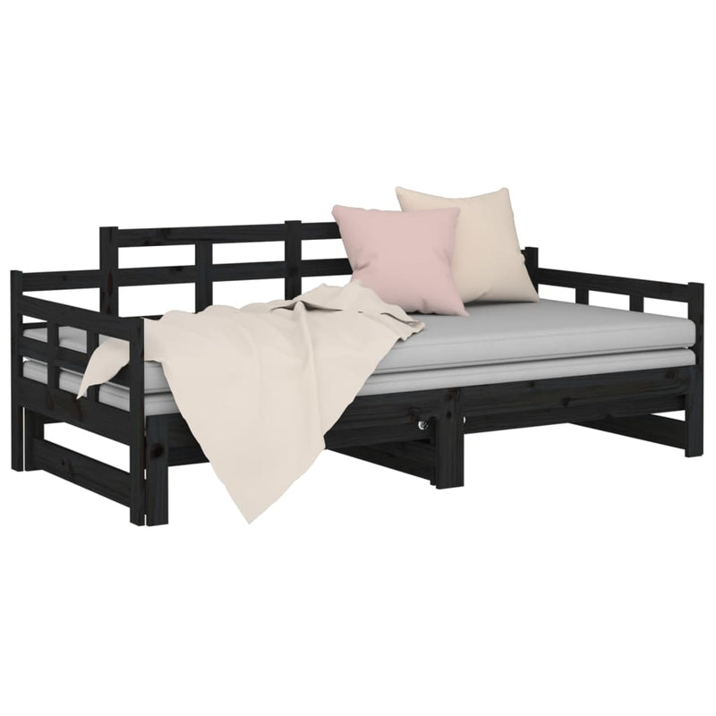 vidaXL Pull-out Day Bed without Mattress Black 2x(90x190) cm