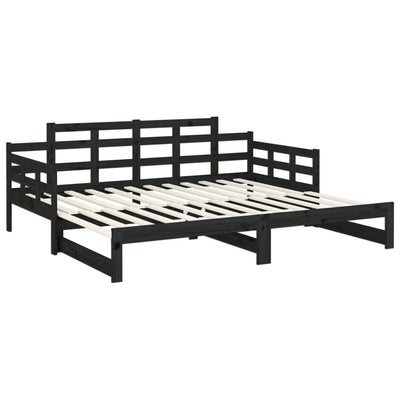 vidaXL Pull-out Day Bed without Mattress Black 2x(90x190) cm
