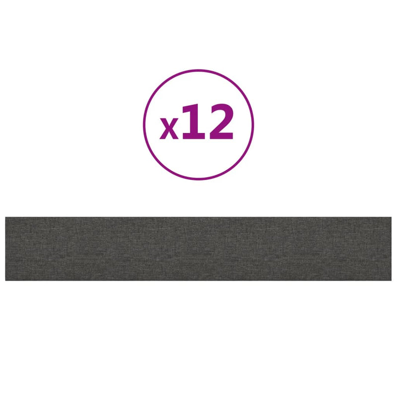 vidaXL Wall Panels 12 pcs Dark Grey 30x30 cm Fabric 1.08 m²