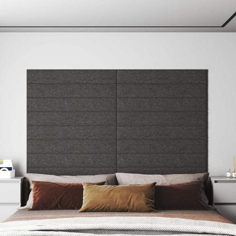 vidaXL Wall Panels 12 pcs Dark Grey 30x30 cm Fabric 1.08 m²