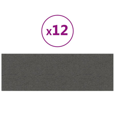 vidaXL Wall Panels 12 pcs Dark Grey 30x30 cm Fabric 1.08 m²