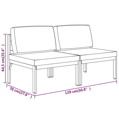 vidaXL 2-Seater Garden Sofa with Cushions Aluminium Anthracite