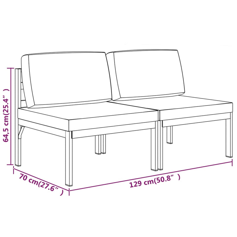 vidaXL 2-Seater Garden Sofa with Cushions Aluminium Anthracite