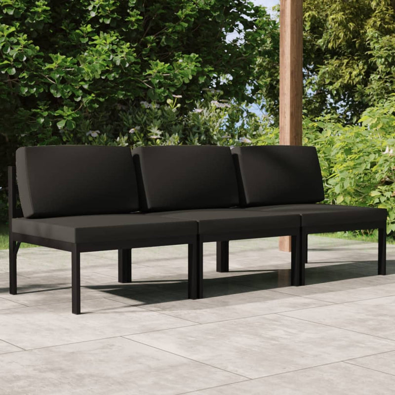 vidaXL 3-Seater Garden Sofa with Cushions Aluminium Anthracite