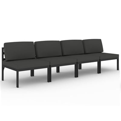 vidaXL 4-Seater Garden Sofa with Cushions Aluminium Anthracite