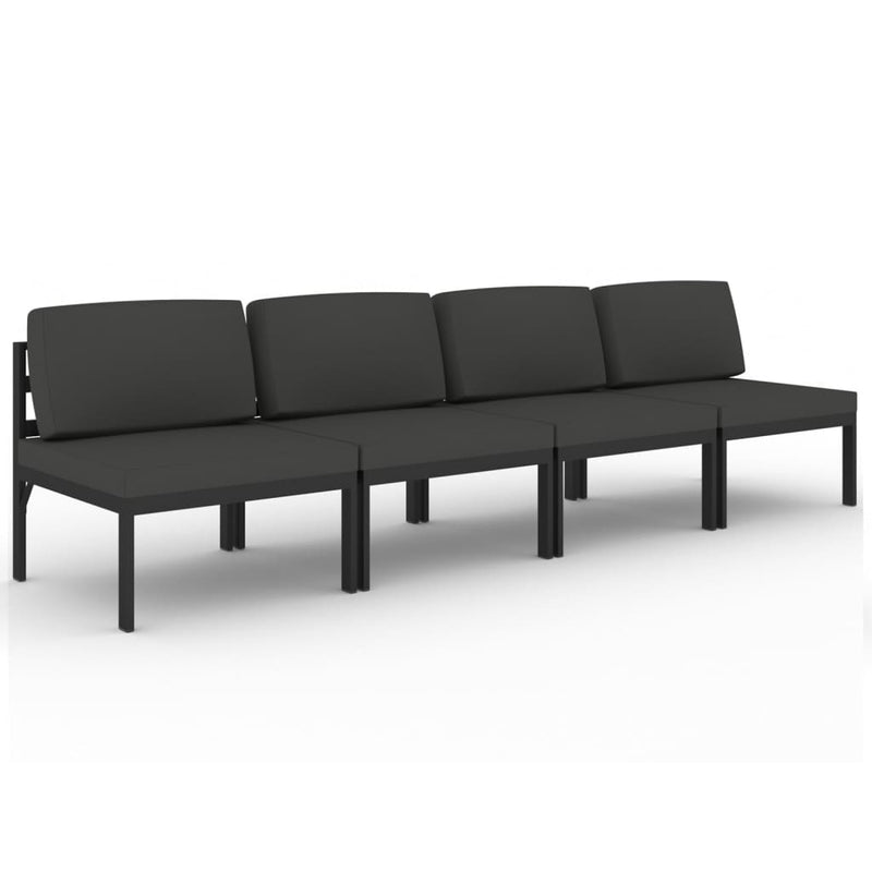 vidaXL 4-Seater Garden Sofa with Cushions Aluminium Anthracite