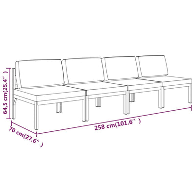 vidaXL 4-Seater Garden Sofa with Cushions Aluminium Anthracite