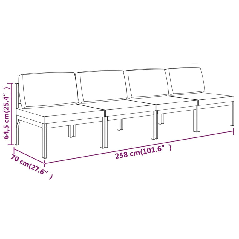 vidaXL 4-Seater Garden Sofa with Cushions Aluminium Anthracite