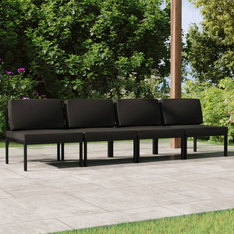 vidaXL 4-Seater Garden Sofa with Cushions Aluminium Anthracite