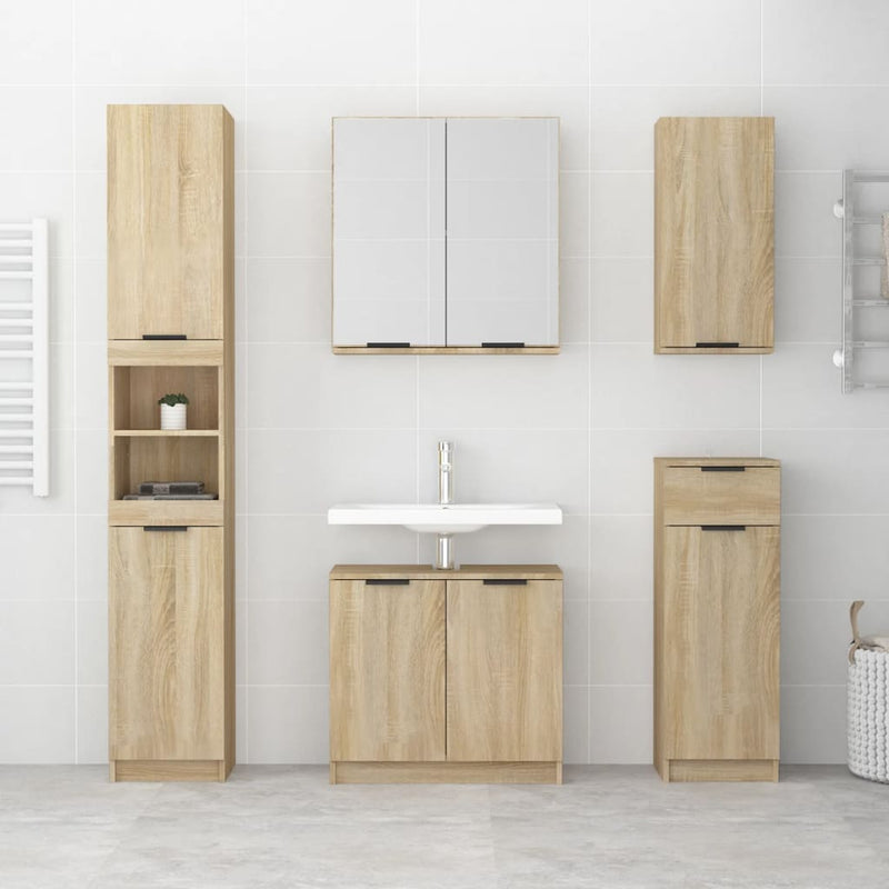 vidaXL Wall-mounted Bathroom Cabinet Smoked Oak 32x20x67 cm