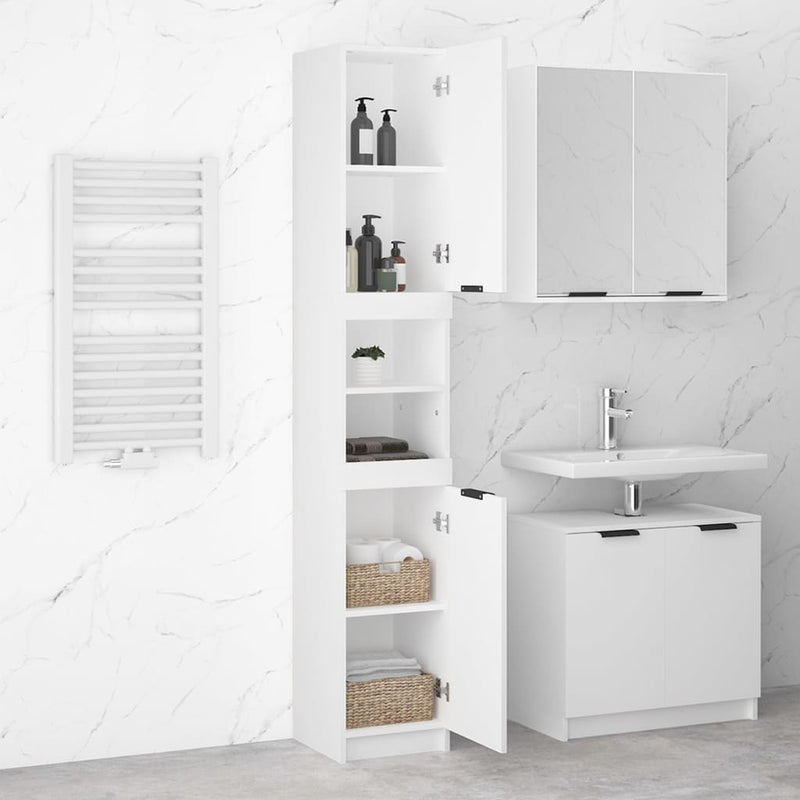 vidaXL Bathroom Cabinet Smoked Oak 32x34x188.5 cm Engineered Wood