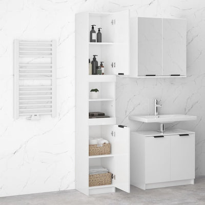 vidaXL Bathroom Cabinet Smoked Oak 32x34x188.5 cm Engineered Wood