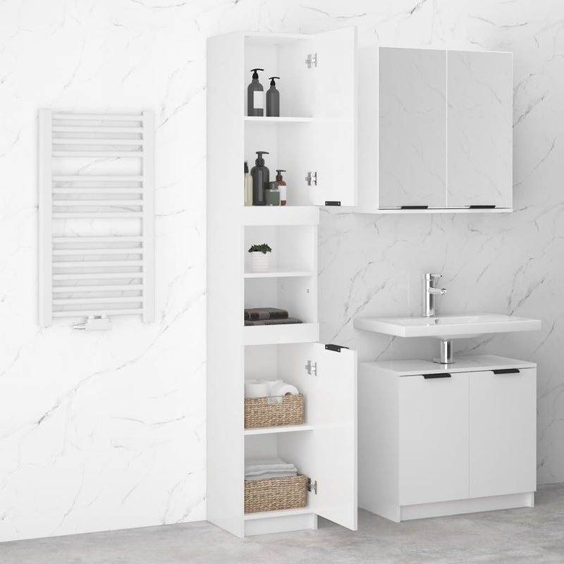 vidaXL Bathroom Cabinet Smoked Oak 32x34x188.5 cm Engineered Wood