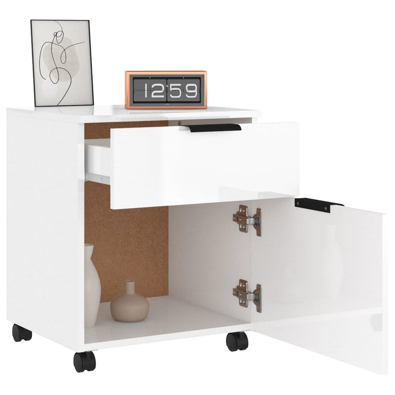 vidaXL Mobile File Cabinet with Wheels Smoked Oak 45x38x54 cm Engineered Wood